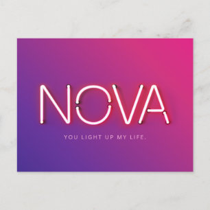 Nova namn i Neon ljus Vykort