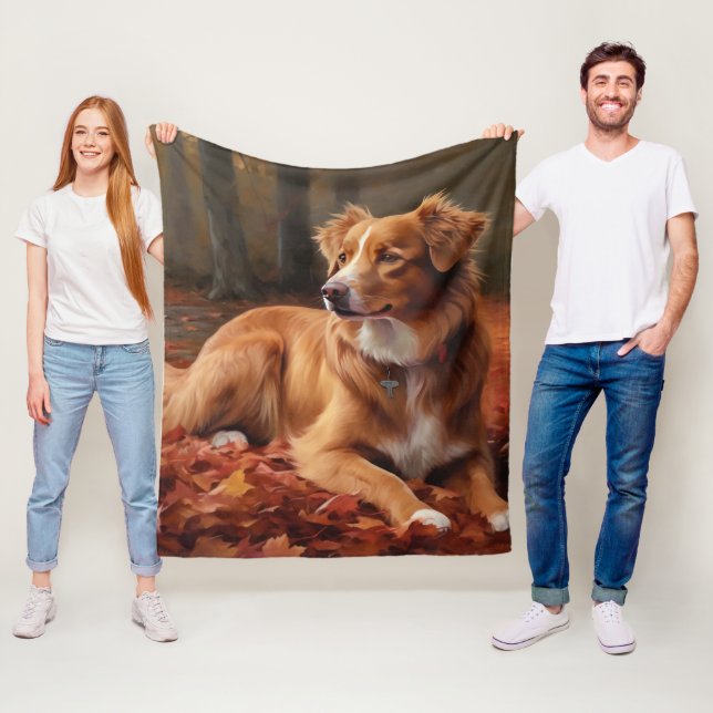 Nova Scotia Anka Terrier i Höst löv Fall Fleecefilt (På plats)