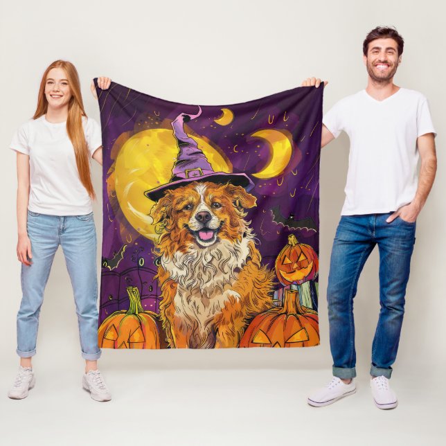 Nova Scotia Anka Toller Halloween Witch Pumpkin Fleecefilt (På plats)