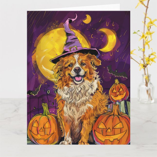 Nova Scotia Anka Toller Halloween Witch Pumpkin Kort (Gul blomma)