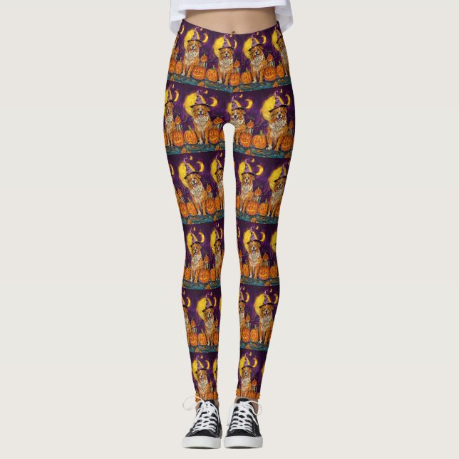 Nova Scotia Anka Toller Halloween Witch Pumpkin Leggings (Framsida)