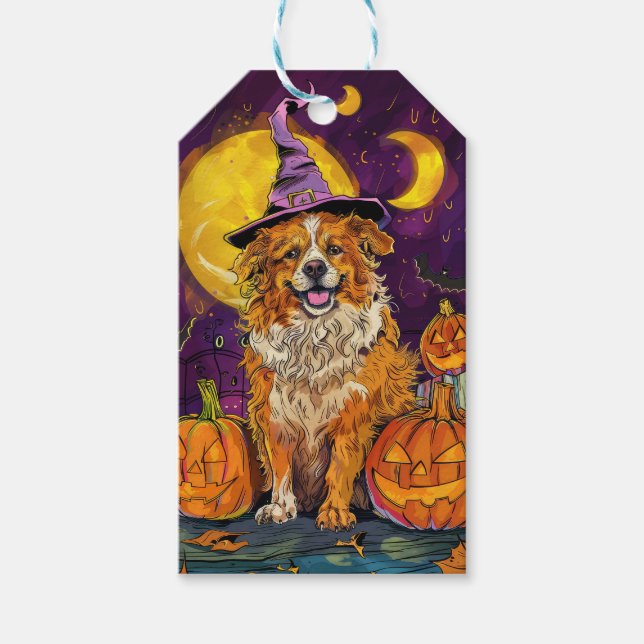 Nova Scotia Anka Toller Halloween Witch Pumpkin Presentetikett (Framsidan)