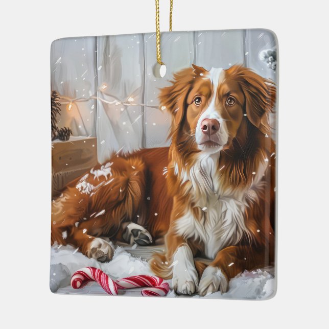 Nova Scotia Anka Toller Hund julfesten Julgransprydnad Keramik (Vänster)