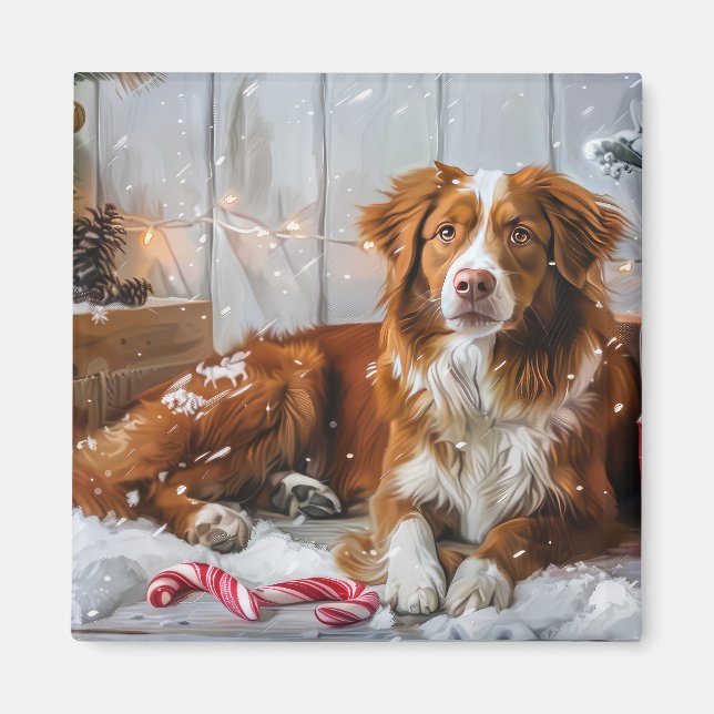 Nova Scotia Anka Toller Hund julfesten Magnet (Framsidan)