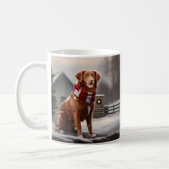 Nova Scotia Anka Toller Hund under julen i Snö Kaffemugg (Vänster)