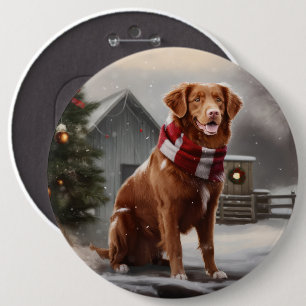 Nova Scotia Anka Toller Hund under julen i Snö Knapp