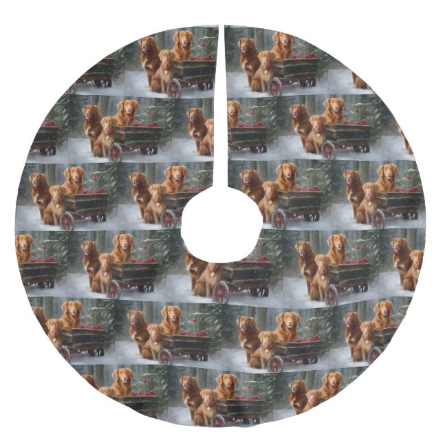 Nova Scotia Anka Toller Retriever Snowy Sleigh Julgransmatta Borstad Polyester (Framsidan)