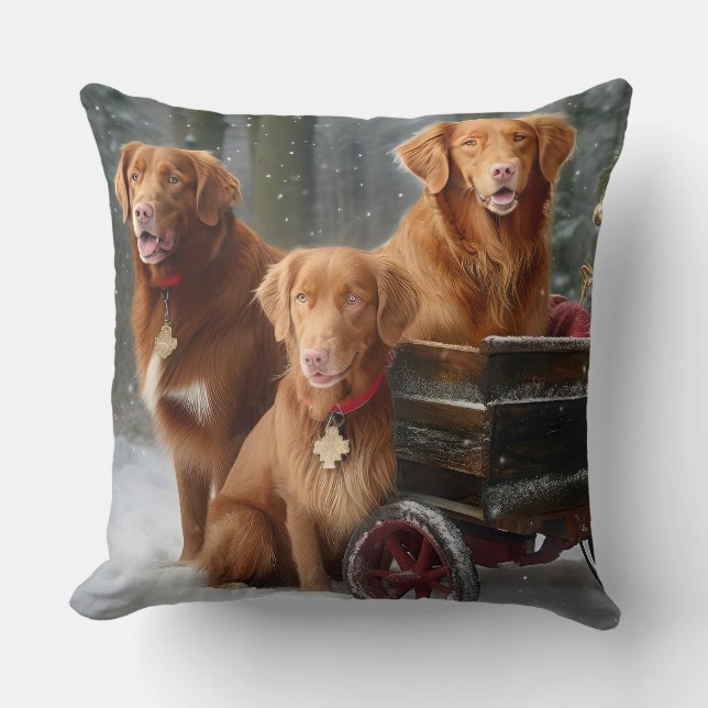 Nova Scotia Anka Toller Retriever Snowy Sleigh Kudde (Framsida)
