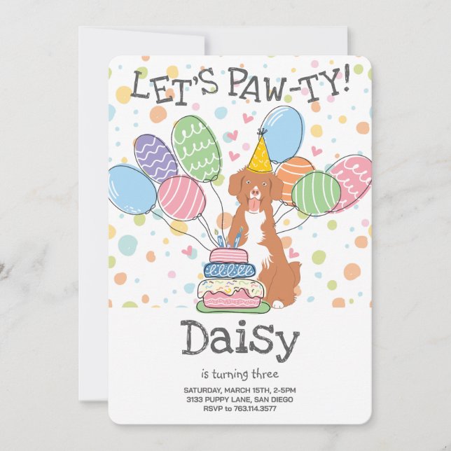 Nova Scotia Anka Tolling Födelsedagsfest inbjudan (Framsida)