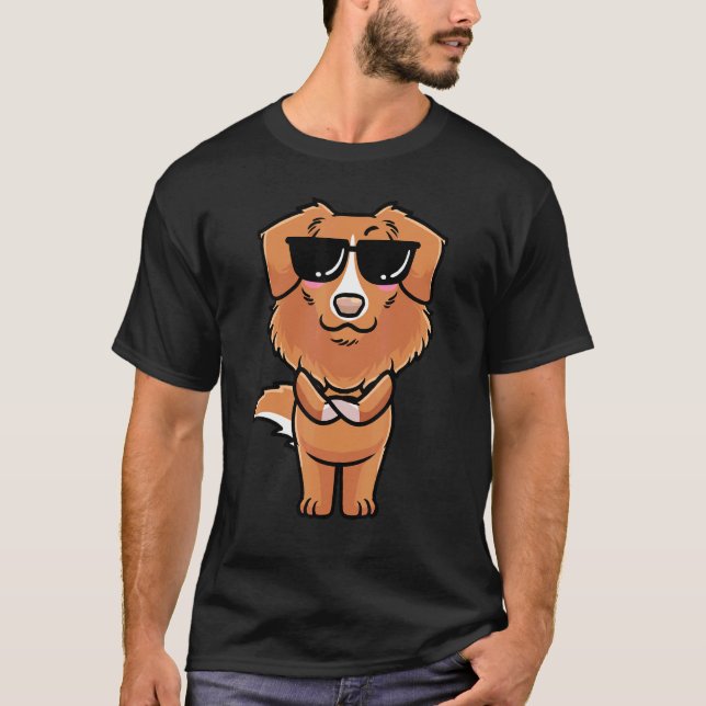 Nova Scotia Anka Tolling Retriever Hund med Sungla T Shirt (Framsida)