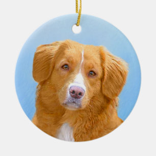 Nova Scotia Anka Tolling Retriever Hund Painting Julgransprydnad Keramik