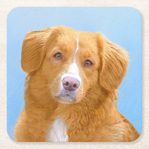 Nova Scotia Anka Tolling Retriever Hund Painting Underlägg Papper Kvadrat