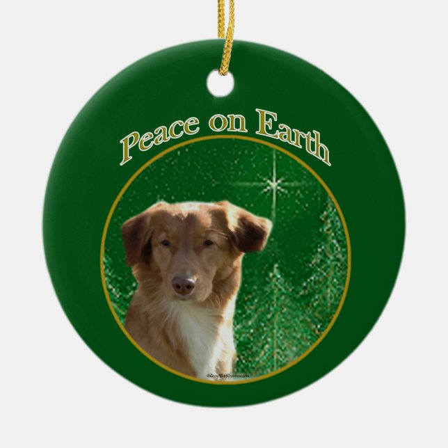 Nova Scotia Anka Tolling Retriever Peace Julgransprydnad Keramik (Framsidan)