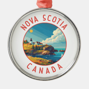 Nova Scotia Canada Retro Distress Circle Julgransprydnad Metall
