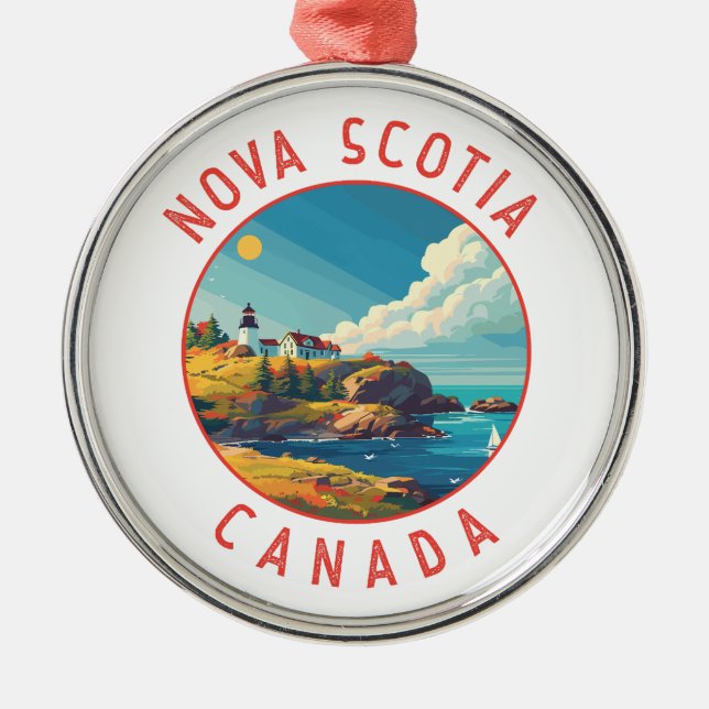 Nova Scotia Canada Retro Distress Circle Julgransprydnad Metall (Framsidan)