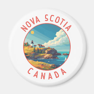 Nova Scotia Canada Retro Distress Circle Magnet