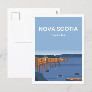 Nova Scotia Canada Travel Ställe Illustration Vykort