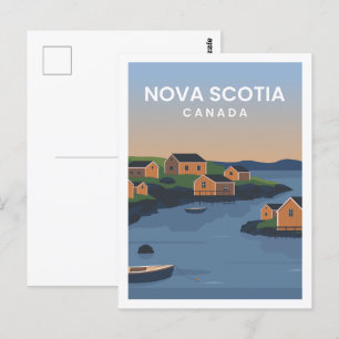 Nova Scotia Canada Travel Ställe Illustration Vykort