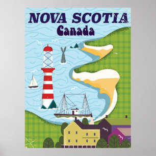 Nova Scotia Canada Vintage resor poster