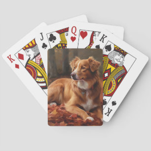 Nova Scotia Duck Terrier i höstlöv faller  Casinokort