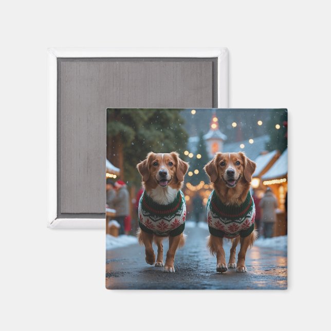 Nova Scotia Duck Toller Christmas Snow Holiday Magnet (Front/Back)