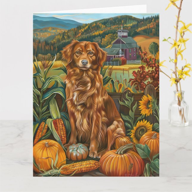 Nova Scotia Duck Toller Hund Höst Thanksgiving Kort (Gul blomma)
