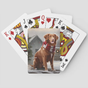 Nova Scotia Duck Toller Hund i Snö Jul Casinokort