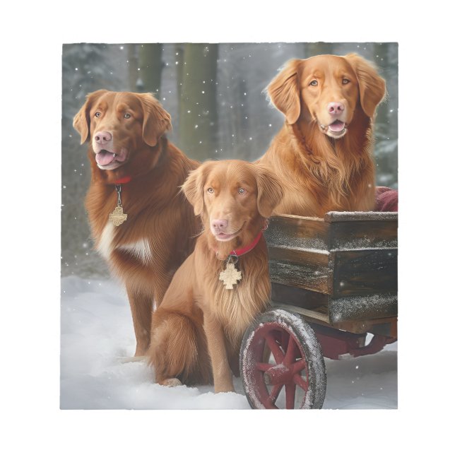 Nova Scotia Duck Toller Retriever Snöig släde Anteckningsblock (Framsida)