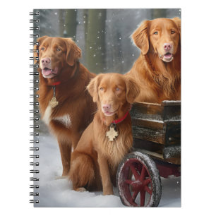 Nova Scotia Duck Toller Retriever Snöig släde Anteckningsbok