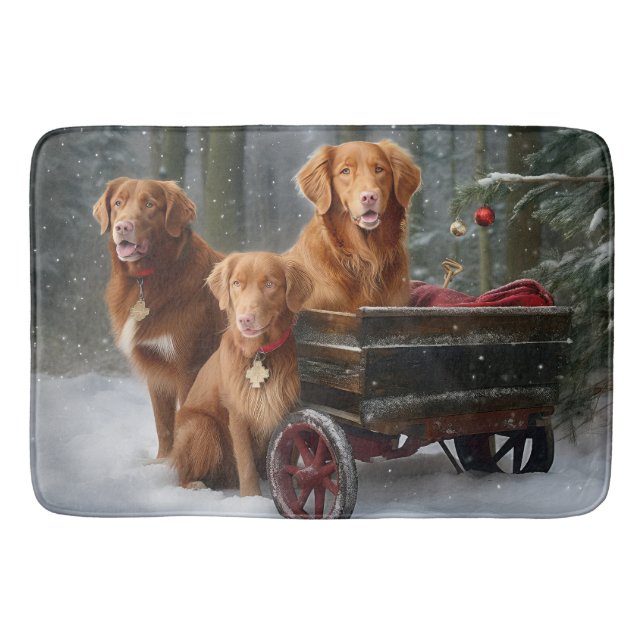Nova Scotia Duck Toller Retriever Snöig släde Badrumsmatta (Framsidan)