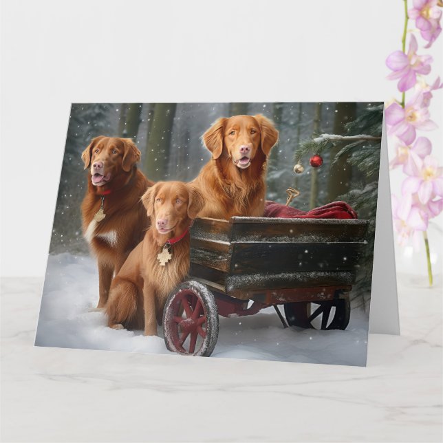 Nova Scotia Duck Toller Retriever Snöig släde Kort (Orkide)