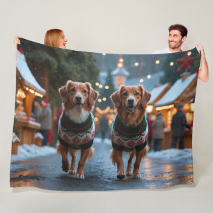 Nova Scotia Duck Tollers jul snö semester Fleecefilt