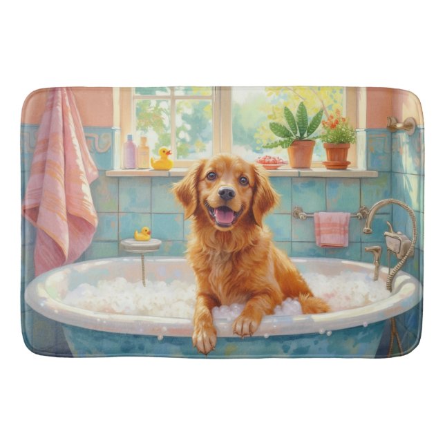 Nova Scotia Duck Tolling Retriever Badtid Glädje Badrumsmatta (Framsidan)