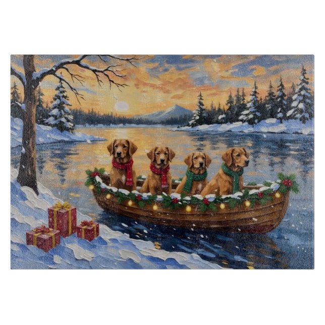 Nova Scotia Duck Tolling Retriever Christmas Boat  (Framsidan)