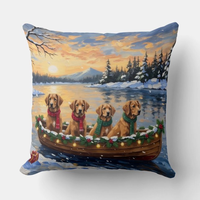 Nova Scotia Duck Tolling Retriever Christmas Boat  Kudde (Framsida)