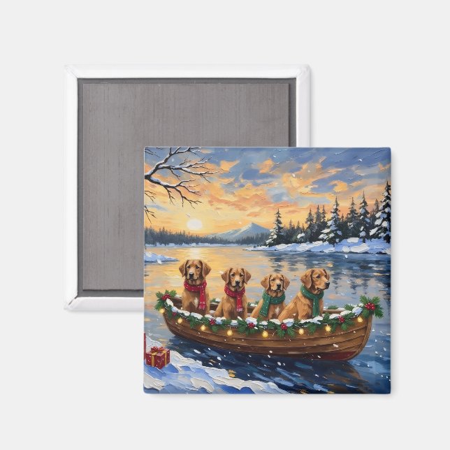 Nova Scotia Duck Tolling Retriever Christmas Boat  Magnet (Front/Back)