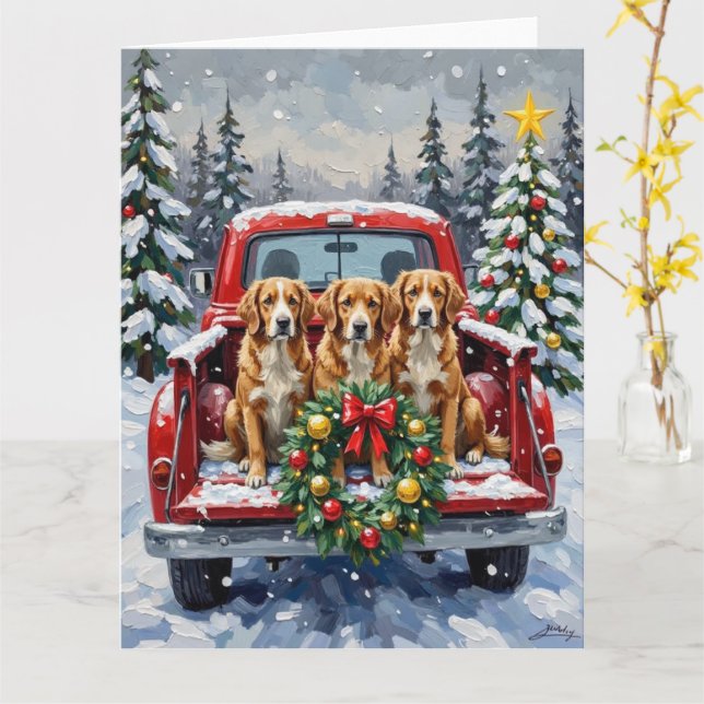 Nova Scotia Duck Tolling Retriever Christmas Red Kort (Gul blomma)