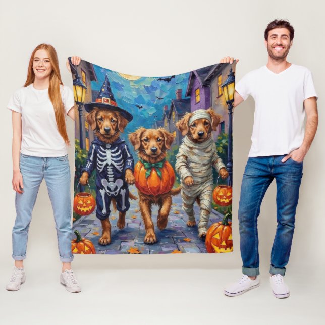 Nova Scotia Duck Tolling Retriever Halloween Fleecefilt (På plats)