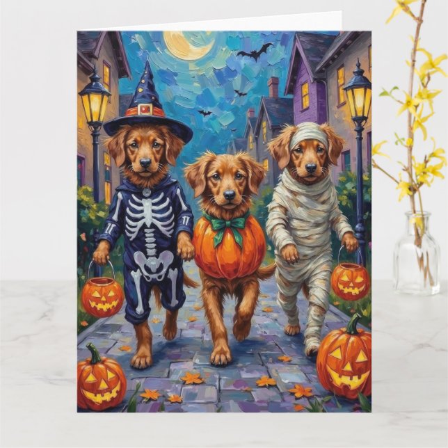 Nova Scotia Duck Tolling Retriever Halloween Kort (Gul blomma)