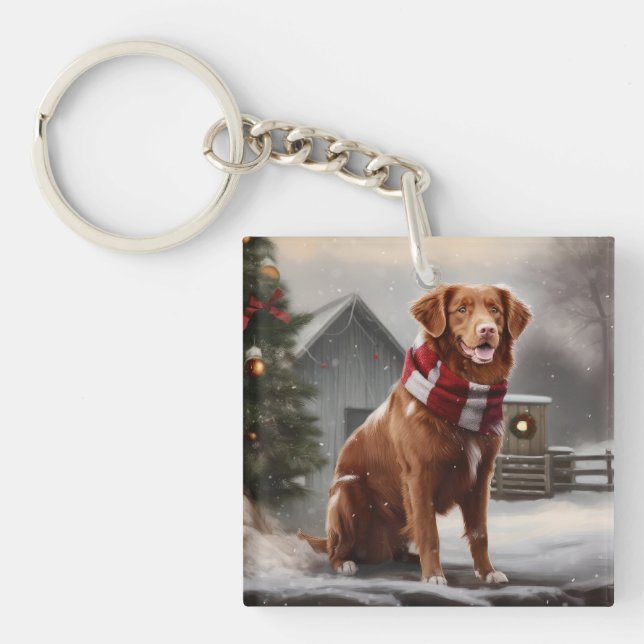Nova Scotia Duck Tolling Retriever Hund i Snö Jul (Framsidan)