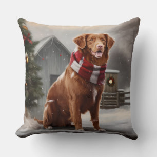 Nova Scotia Duck Tolling Retriever Hund i Snö Jul Kudde