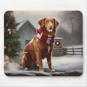 Nova Scotia Duck Tolling Retriever Hund i Snö Jul Musmatta
