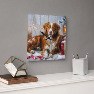 Nova Scotia Duck Tolling Retriever Hund Jul Festli Fyrkantig Klocka