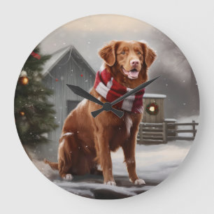 Nova Scotia Duck Tolling Retriever i snö jul Stor Klocka