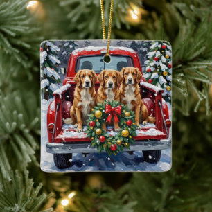 Nova Scotia Duck Tolling Retriever Jul Röd Julgransprydnad Keramik