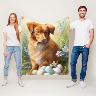 Nova Scotia Duck Tolling Retriever med påskägg sem Fleecefilt