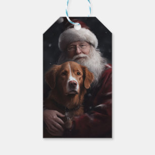 Nova Scotia Duck Tolling Retriever med Tomte Festl Presentetikett