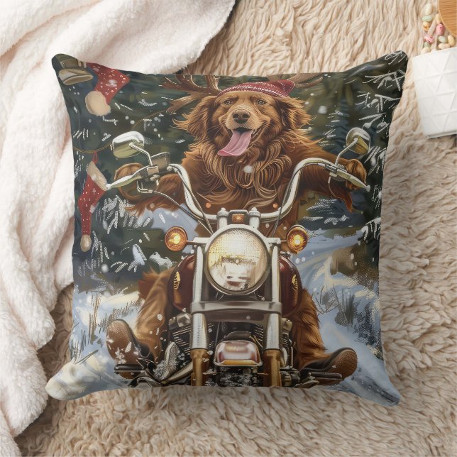 Nova Scotia Hund Kör Motorcykel Jul Kudde (Filt)