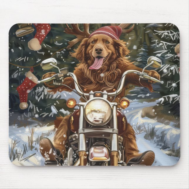 Nova Scotia Hund Kör Motorcykel Jul Musmatta (Framsidan)