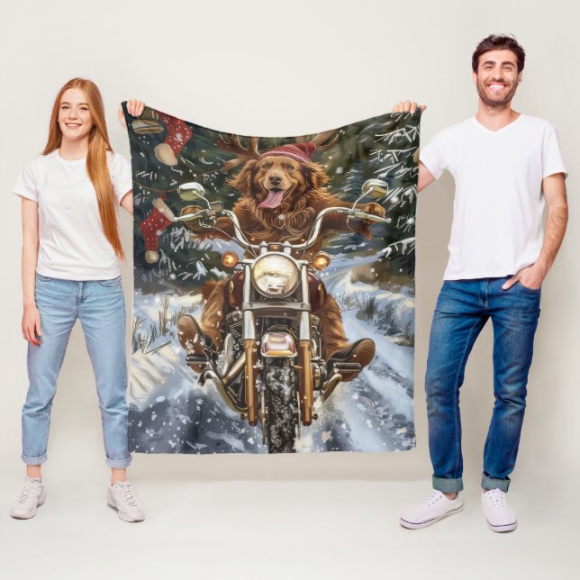 Nova Scotia Hund Riding Motorcykel jul Fleecefilt (På plats)